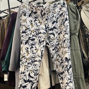 Navy and White Floral Pants